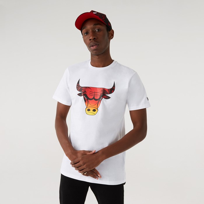 Chicago Bulls Summer City Miesten T-paita Valkoinen - New Era Vaatteet Finland FI-857146